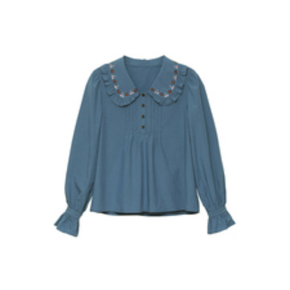 さくらんぼ刺繍とプリーツのドーリーシャツ《Z01178》