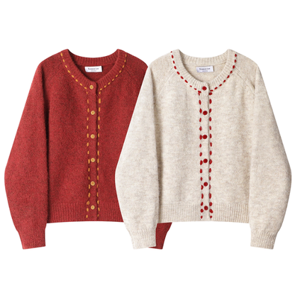 【3color】冬いろステッチと小さなまるボタン《Z01167》