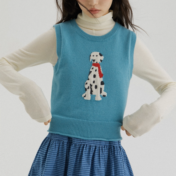 【2color】おうちとダルメシアンの物語ニットベスト《Z01176》