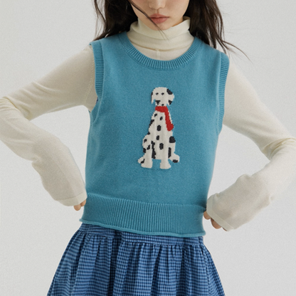 【2color】おうちとダルメシアンの物語ニットベスト《Z01176》