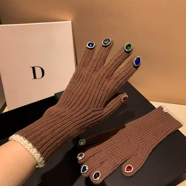 【4color】指先きらめく＊カラフルストーン手袋《Z01193》