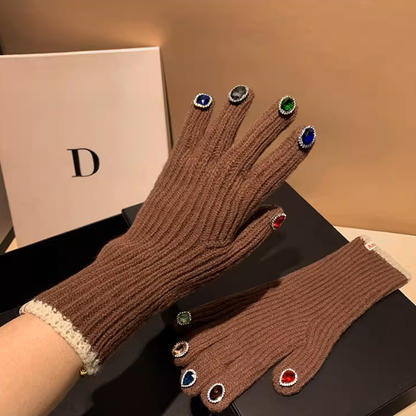 【4color】指先きらめく＊カラフルストーン手袋《Z01193》