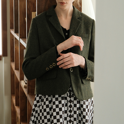 ヴィンテージモスグリーンショートブレザー　Z00510