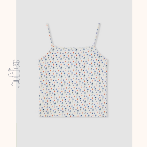 クロップドフーディー＆レースキャミソール小花柄セットアップ《Z00983》