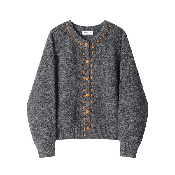 【3color】冬いろステッチと小さなまるボタン《Z01167》