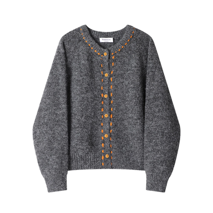 【3color】冬いろステッチと小さなまるボタン《Z01167》