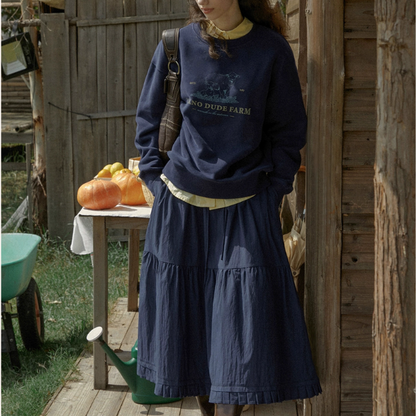 牧場プリントのレトロスウェットプルオーバー《Z01079》