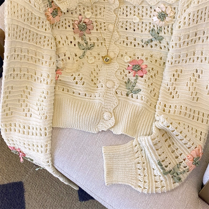 花咲くメッシュレースのカーディガン《Z01170》