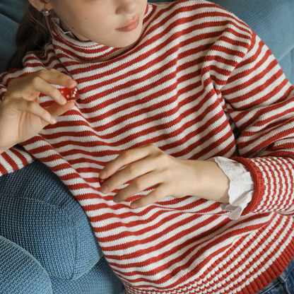 【2color】朝の光をまとうボーダーニット《Z01169》