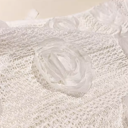 【3color】花飾りが揺れる＊メッシュヘッドスカーフ《Z01196》