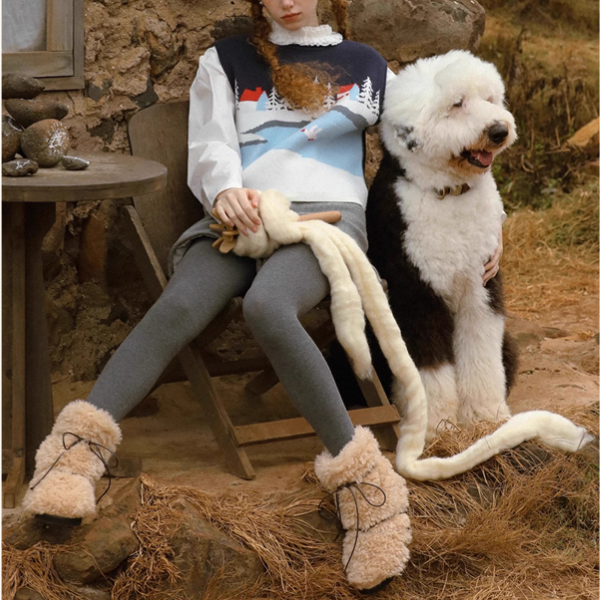 冬景色を描くレトロニットベスト《Z01082》