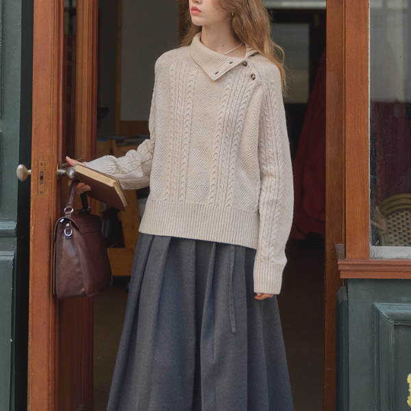 冬の読書室とツイストの記憶ニット《Z01160》