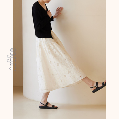 花柄レースミモレ丈スカート　Z00424