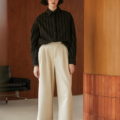 ストライプポロカラールーズシャツ　《Z00813》