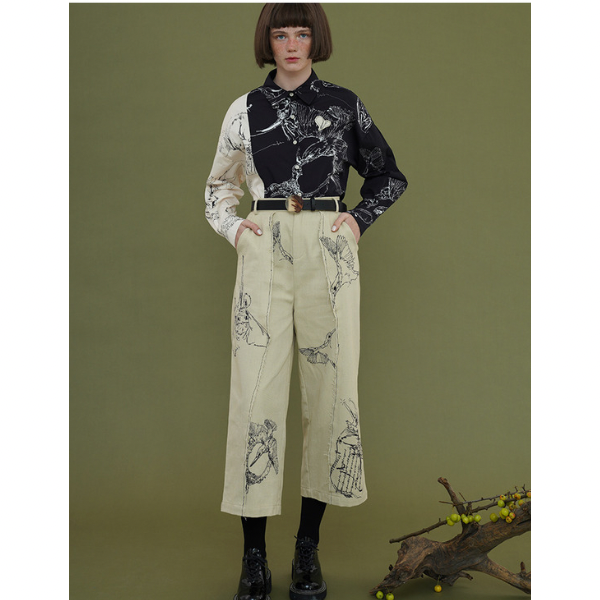 バイカラーアーティスティックシャツ w-027