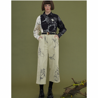 バイカラーアーティスティックシャツ w-027