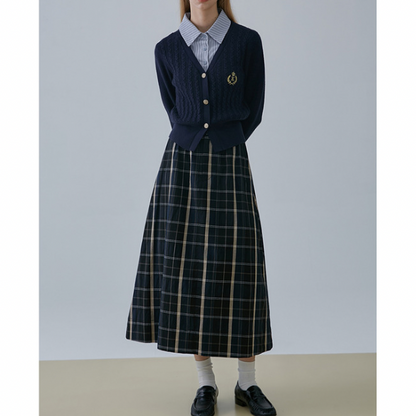 Aラインチェックスカート X-365