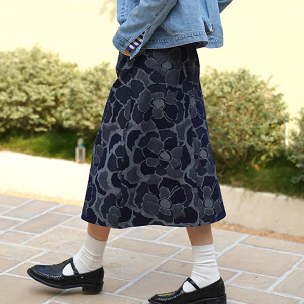 花柄デニムスカート　Z00468