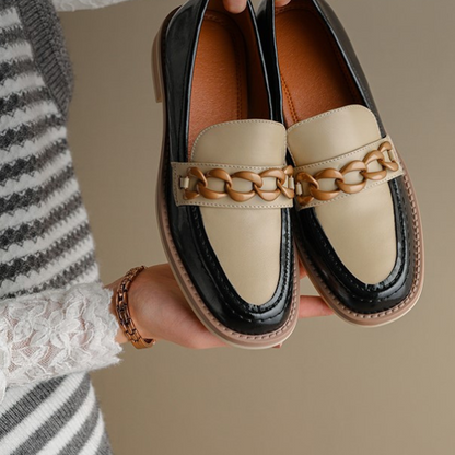 コントラストカラーアッパーチェーンローファー　AU-121