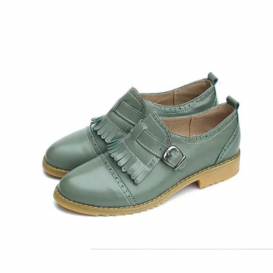 【５color】オックスフォードカジュアルフラットシューズ w-117