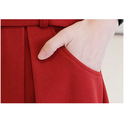 【2color】ベルテッドウールフレアスカート X-386