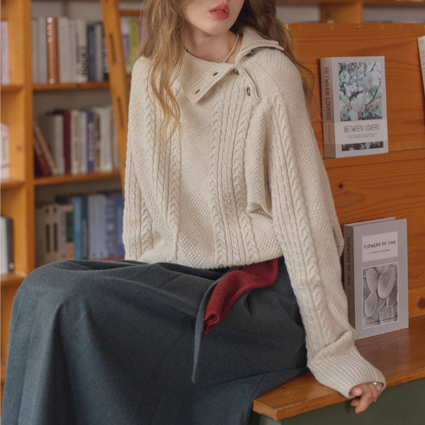 冬の読書室とツイストの記憶ニット《Z01160》