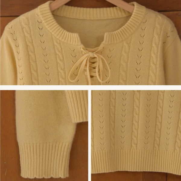 陽だまりとレースアップのプルオーバーニット《Z01162》