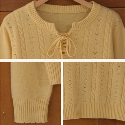 陽だまりとレースアップのプルオーバーニット《Z01162》