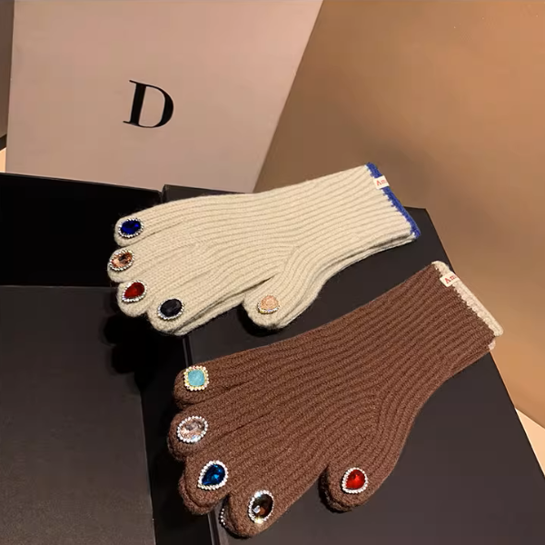 【4color】指先きらめく＊カラフルストーン手袋《Z01193》