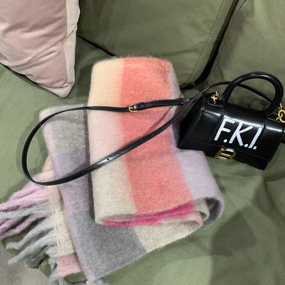 【8color】マルチカラーが映えるロング丈ブロックチェックマフラー《Z01185》