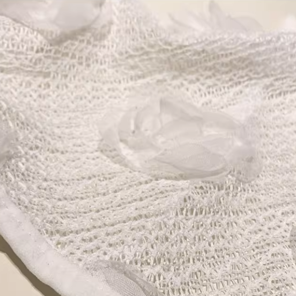 【3color】花飾りが揺れる＊メッシュヘッドスカーフ《Z01196》