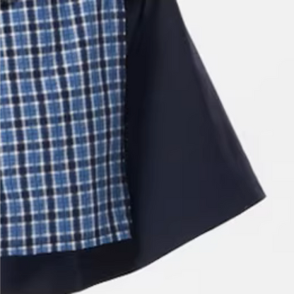 チェック切り替えアートプリントスカート《Z01111》