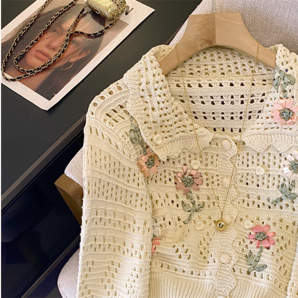 花咲くメッシュレースのカーディガン《Z01170》