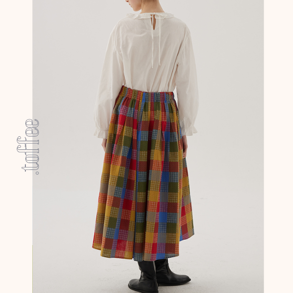 【2color】フリルネックコットンブラウス　《Z00787》