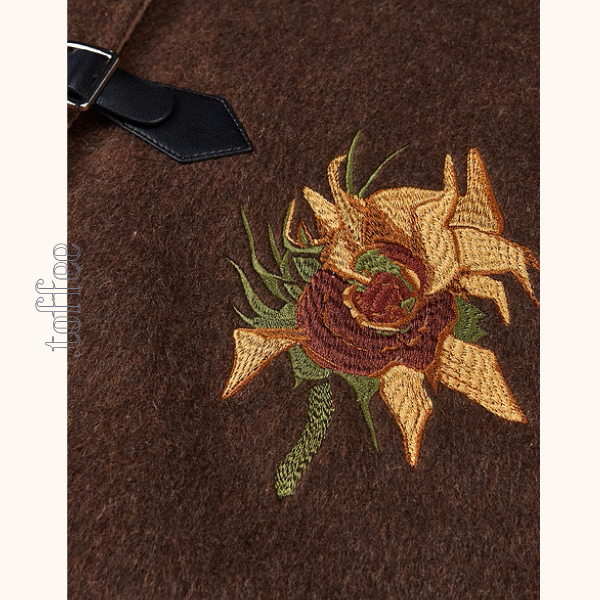 ひまわり刺繍のアートケープコート《Z01128》