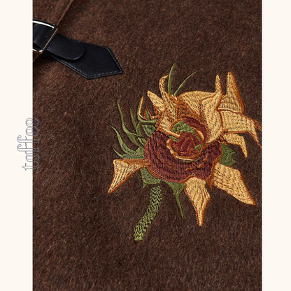 ひまわり刺繍のアートケープコート《Z01128》