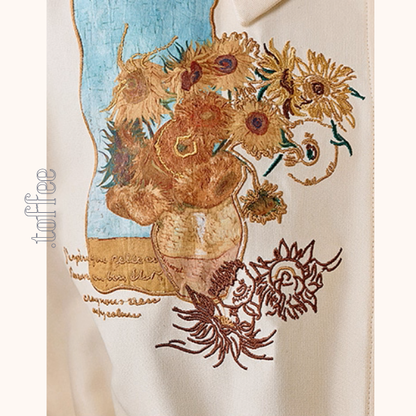 ひまわりの詩を纏うアップリケシャツ《Z01127》