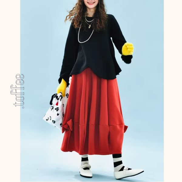 サイドリボンの立体バルーンスカート《Z01353》