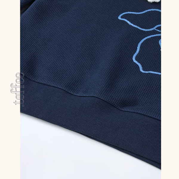 かぎ針襟と花刺繍のネイビーセット《Z01135》