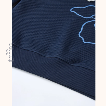 かぎ針襟と花刺繍のネイビーセット《Z01135》