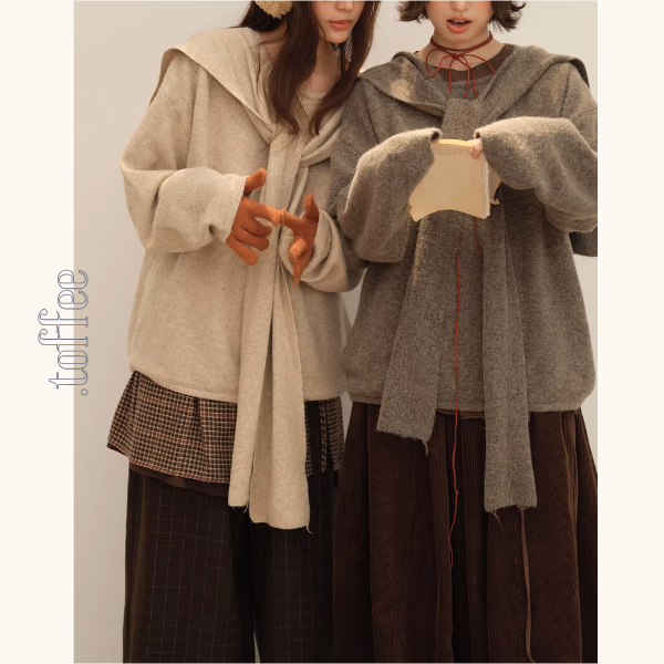 【2color】肩掛け風デザインのレイヤード風ニット《Z01521》