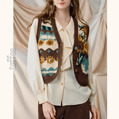 アートと遊び心を編んだニットベスト《Z01125》