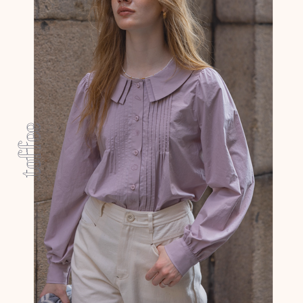 【2color】海辺の記憶を抱く二重襟ブラウス《Z01171》