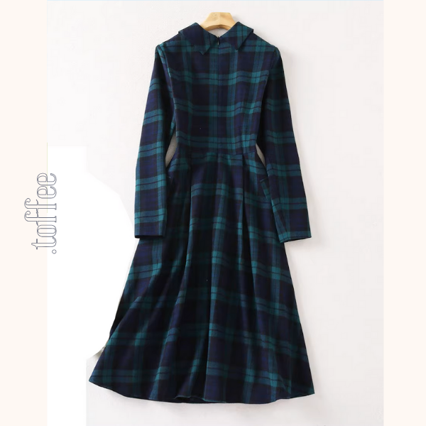 純綿タータンのスリムエレガントワンピ《Z01247》