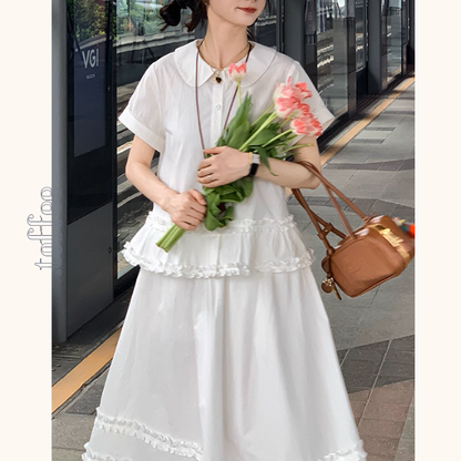 【2color】ギンガムチェック＆フリルセットアップ《Z01098》