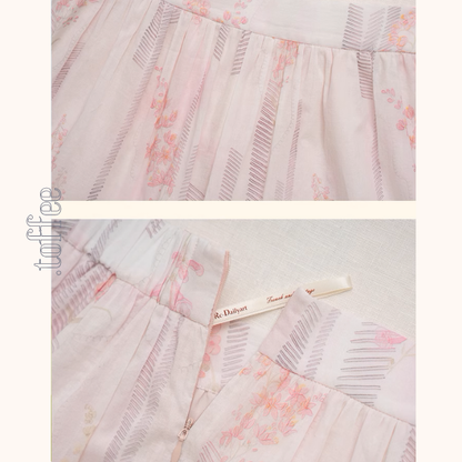 桜ピンクプリーツシャツ＆ミモレ丈ティーアドスカートセットアップ《Z00867》