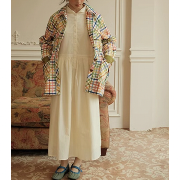 小花×チェック柄のカラフルシャツ Z00078