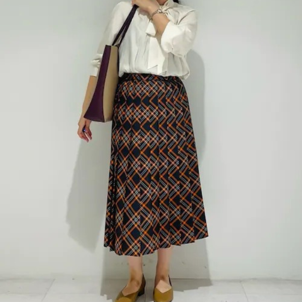 【２color】レトロチェックプリーツAラインスカート w-010