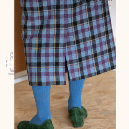 カラフルチェック柄ストレートスカート　《Z00648》