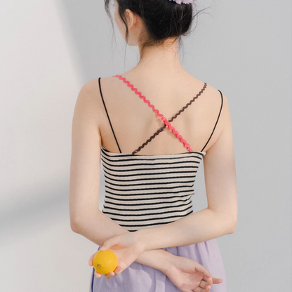 【2color】バッククロスストライプキャミソール《Z01070》